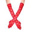KINBOM Long Lace Gloves - Bridal Floral Lace Gloves for Women, Tea Party, 1920s Costumes, Prom, Masquerade - One Pair, Length 21.3inch (Red) view 1