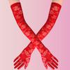 KINBOM Long Lace Gloves - Bridal Floral Lace Gloves for Women, Tea Party, 1920s Costumes, Prom, Masquerade - One Pair, Length 21.3inch (Red) view 3