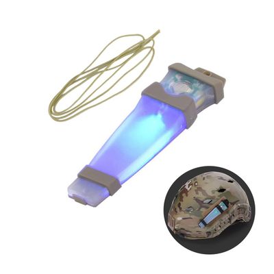 Zamudam Helmet Signal Light Waterproof Safety Flashing Survival Outdoor Sports Hunting Tactical Hiking Boating Cycling Personal ID Marker Light Hook Back (Tan+Blue)