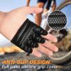 RYMNT Minimal Workout Gloves,Short Micro Weight Lifting Gloves Grip Pads with Full Palm Protection & Extra Grip for Men Women Weightlifting,Gym,Cross Training,Powerlifting,WODs.Leopard-Large view 4
