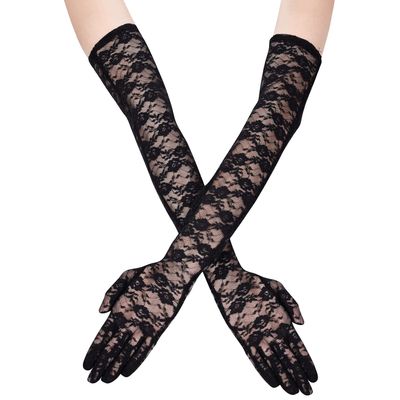 KINBOM Long Lace Gloves - Bridal & Party Floral Lace Gloves for Women - 54x10 cm / 21.3x3.9 inch
