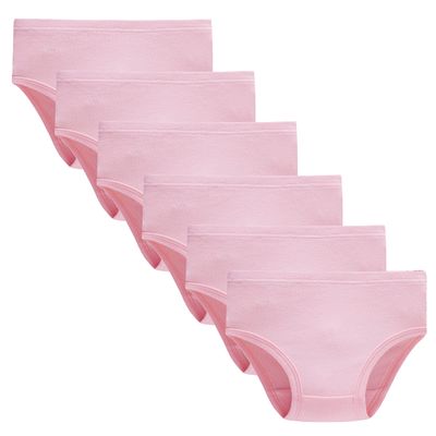 Barara King 100% Cotton Panties Big Girls Soft Underwear Kids Girls' Undies Solid Pink (Pack of 6) Size 8