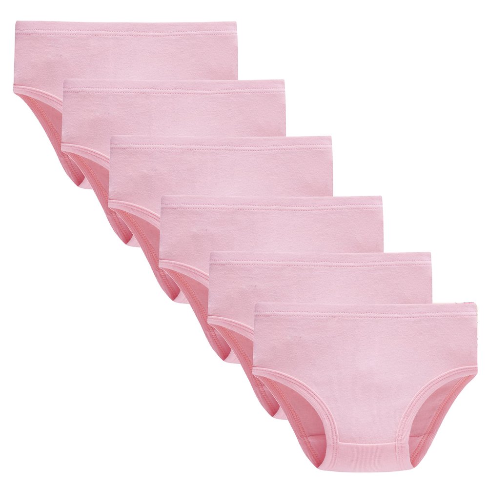 Barara King 100% Cotton Panties Big Girls Soft Underwear Kids Girls' Undies Solid Pink (Pack of 6) Size 8