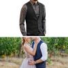 Men's Slim Fit Suit Vest, Casual Herringbone V-Neck Waistcoat for Wedding Prom Banquet Business view 4