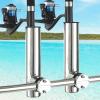 Mojiate 2-Pack Stainless Steel Fishing Rod Holders | 32-Angle Adjustable Clamp-On Rail Mount | Fits 7/8"-1" Rails for Boat, Yacht, RV & Truck | Marine-Grade Anti-Corrosion with Rubber Protector view 1