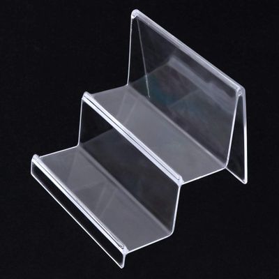 Tofficu 2 Tier Acrylic Wallet Display Stand Holder Jewelry Display Riser Shelf Handbag Purse Organizer Display Rack Showcase Fixtures