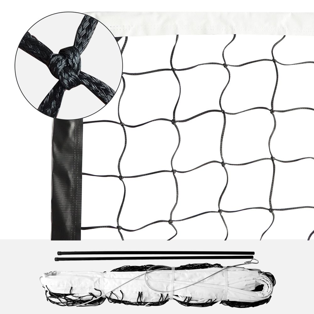 VANCL Volleyball Net Outdoor Professional Volleyball Net Heavy Duty Replacement 3' H x 32' L - Steel Cable & Reinforced Dowels for Indoor, Backyard, Beach, Court, Pool, Park, School, Drills