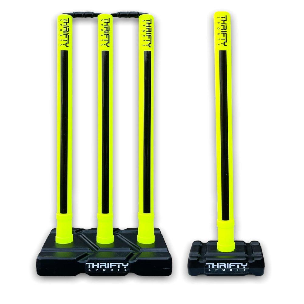Thrifty Sports Cricket Stumps Set - 4 Stumps + 2 Bails + 2 Stand Full Size 30/32" (ST WSF + 1F)