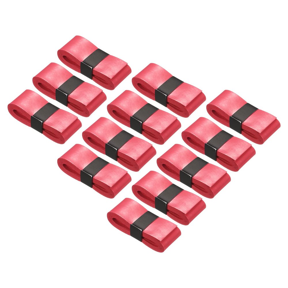 PATIKIL 43.3" Tennis Racket Grip Tape, 12 Pack PU Overgrip Stretchy Non-Slip Absorb Sweat for Badminton Fishing Rod, Red