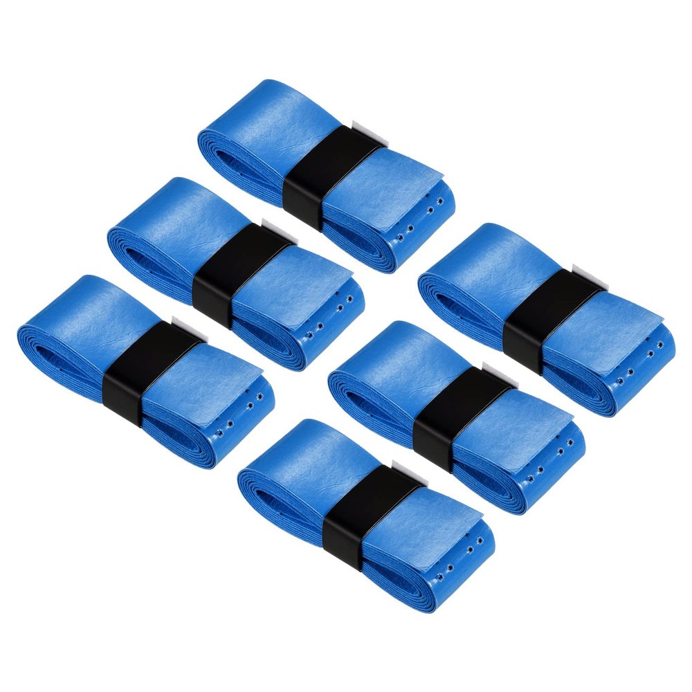 PATIKIL 43.3" Tennis Racket Grip Tape with Hole, 6 Pack PU Overgrip Stretchy Non-Slip Absorb Sweat for Badminton Fishing Rod, Blue