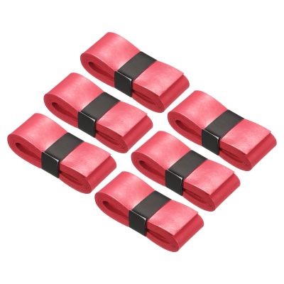 PATIKIL 43.3" Tennis Racket Grip Tape, 6 Pack PU Overgrip Stretchy Non-Slip Absorb Sweat for Badminton Fishing Rod, Red