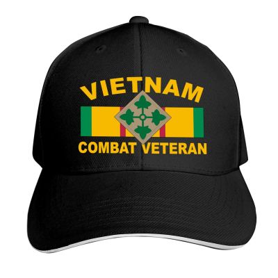 4th Infantry Division Vietnam Combat Veteran Unisex Baseball Cap Sandwich Cap Plain Adjustable Dad Cap Black