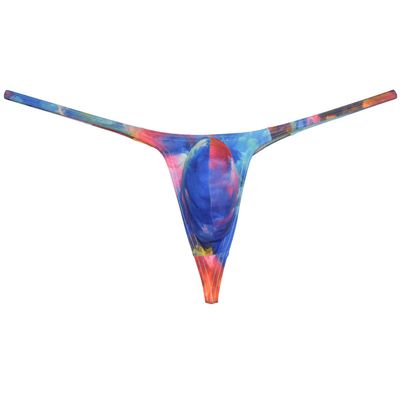 Botmois Men's Micro Swim Thong Sexy G-Strings Bikini Underwear Male Contour Pouch Tangas Colourful Clouds M