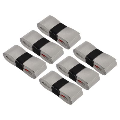 PATIKIL 43.3" Tennis Racket Grip Tape, 6 Pack PU Overgrip Stretchy Non-Slip Absorb Sweat for Badminton Fishing Rod, Grey
