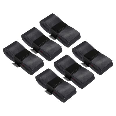 PATIKIL 43.3" Tennis Racket Grip Tape, 6 Pack PU Overgrip Stretchy Non-Slip Absorb Sweat for Badminton Fishing Rod, Black