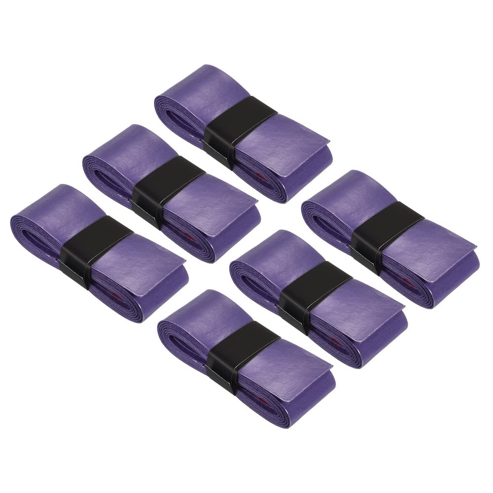 PATIKIL 43.3" Tennis Racket Grip Tape, 6 Pack PU Overgrip Stretchy Non-Slip Absorb Sweat for Badminton Fishing Rod, Purple