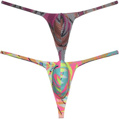 Botmois Men's Micro Swim Thong Sexy G-Strings Bikini Underwear Male Contour Pouch Tangas 2-Pack ZF L