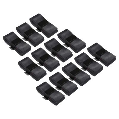 PATIKIL 43.3" Tennis Racket Grip Tape, 12 Pack PU Overgrip Stretchy Non-Slip Absorb Sweat for Badminton Fishing Rod, Black