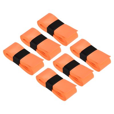 PATIKIL 43.3" Tennis Racket Grip Tape, 6 Pack PU Overgrip Stretchy Non-Slip Absorb Sweat for Badminton Fishing Rod, Orange