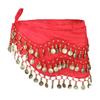 PRETYZOOM Scarf with Coins Chiffon Hip Wrap for Dance Classes and Festivals Halloween Costume Accessory Lightweight and Design Red view 1