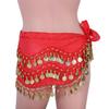 PRETYZOOM Scarf with Coins Chiffon Hip Wrap for Dance Classes and Festivals Halloween Costume Accessory Lightweight and Design Red view 2