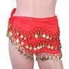 PRETYZOOM Scarf with Coins Chiffon Hip Wrap for Dance Classes and Festivals Halloween Costume Accessory Lightweight and Design Red view 3