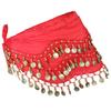 PRETYZOOM Scarf with Coins Chiffon Hip Wrap for Dance Classes and Festivals Halloween Costume Accessory Lightweight and Design Red view 4