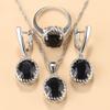 13-Colors Stone Bridal Jewelry Sets Silver 925 Wedding Ring Costume Earrings Pendant Chain Necklace for Women view 1
