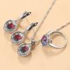 13-Colors Stone Bridal Jewelry Sets Silver 925 Wedding Ring Costume Earrings Pendant Chain Necklace for Women view 2