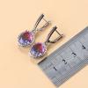 13-Colors Stone Bridal Jewelry Sets Silver 925 Wedding Ring Costume Earrings Pendant Chain Necklace for Women view 4