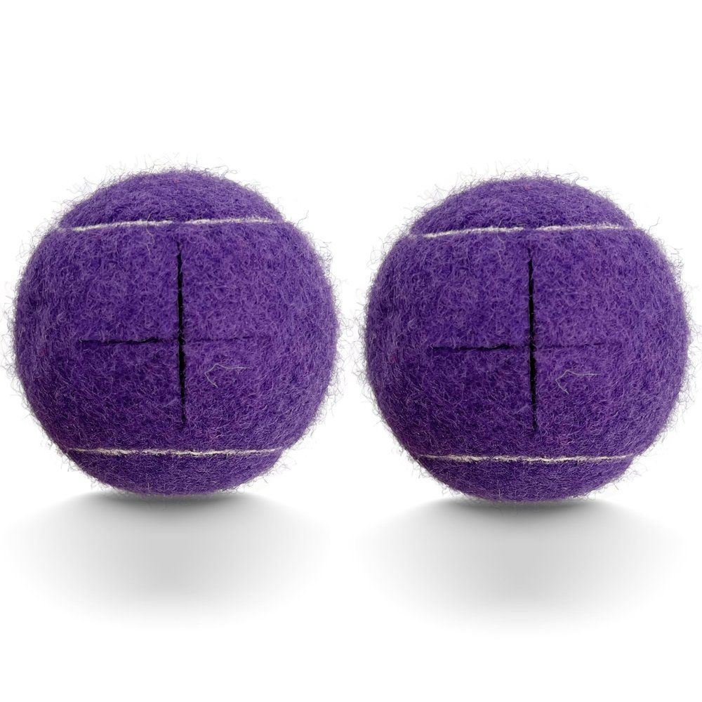 HPWFHPLF 2PCS Precut Tennis Balls for Walkers, Heavy Duty Long Lasting Glide Balls - Precut for Easy Installation, Universal Felt Pads for Walker Legs & Furniture, Floor Protectors (Purple)