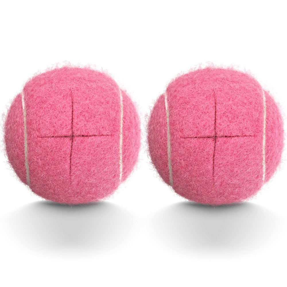 HPWFHPLF 2PCS Precut Tennis Balls for Walkers, Heavy Duty Long Lasting Glide Balls - Precut for Easy Installation, Universal Felt Pads for Walker Legs & Furniture, Floor Protectors (Pink)
