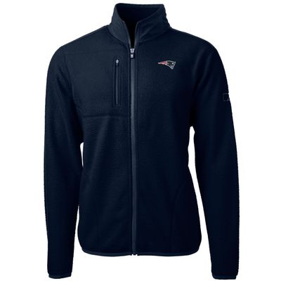 Cutter & Buck Men's Navy New England Patriots Cascade Eco Sherpa Fleece Full-Zip Jacket