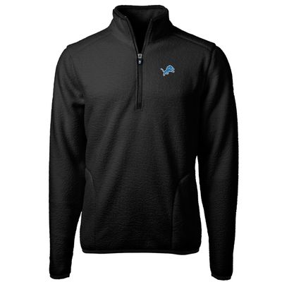 Cutter & Buck Men's Black Detroit Lions Cascade Eco Sherpa Fleece Quarter-Zip Pullover Jacket