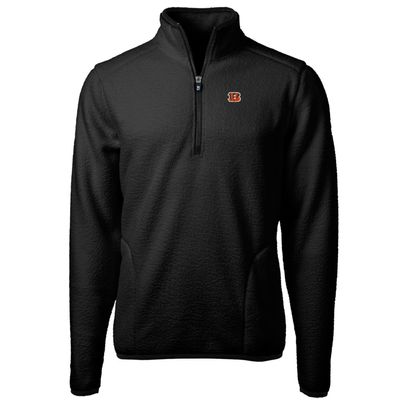 Cutter & Buck Men's Black Cincinnati Bengals Cascade Eco Sherpa Fleece Quarter-Zip Pullover Jacket