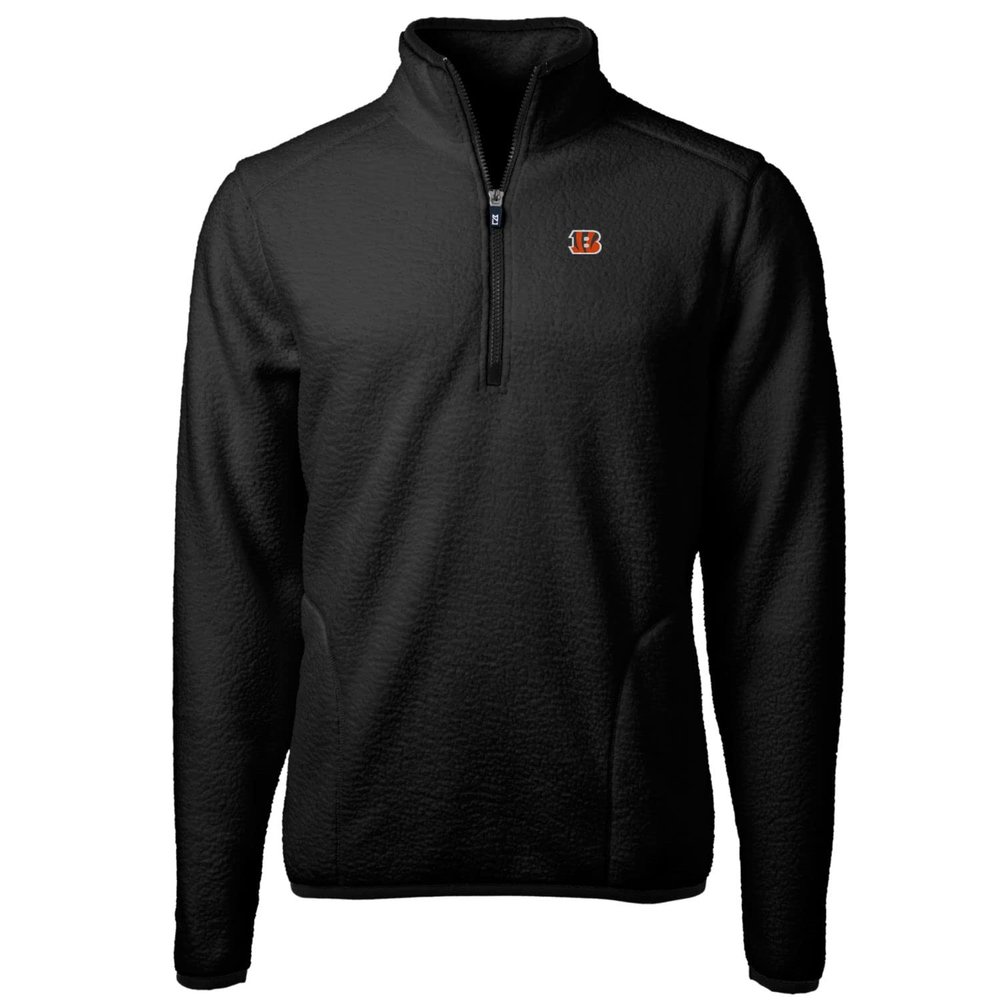 Cutter & Buck Men's Black Cincinnati Bengals Cascade Eco Sherpa Fleece Quarter-Zip Pullover Jacket