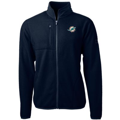 Cutter & Buck Men's Navy Miami Dolphins Cascade Eco Sherpa Fleece Full-Zip Jacket