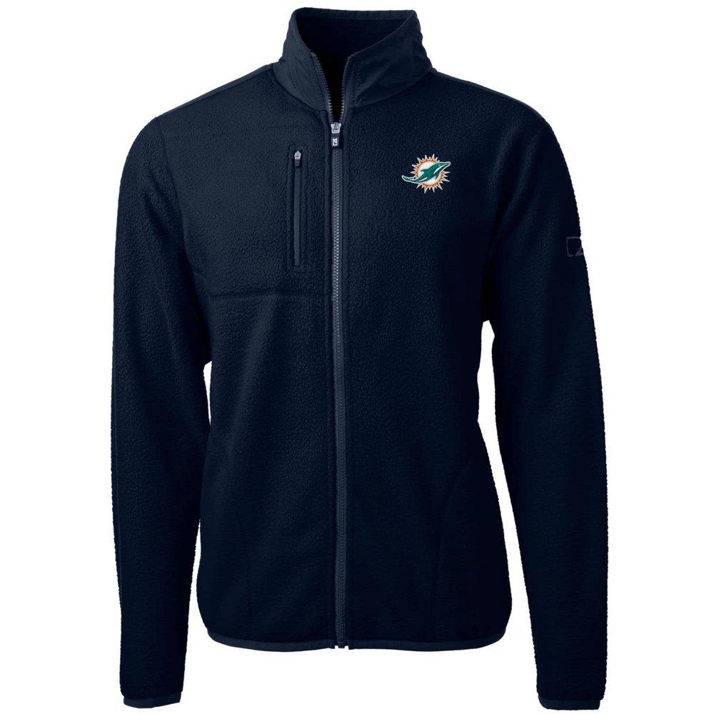Cutter & Buck Men's Navy Miami Dolphins Cascade Eco Sherpa Fleece Full-Zip Jacket