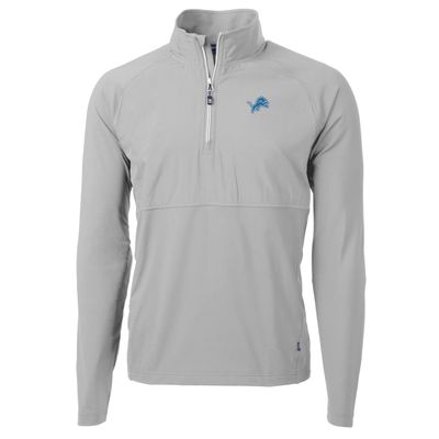 Cutter & Buck Men's Gray Detroit Lions Adapt Eco Knit Hybrid Recycled Quarter-Zip Raglan Jacket