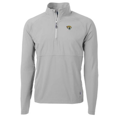 Cutter & Buck Men's Gray Jacksonville Jaguars Adapt Eco Knit Hybrid Recycled Quarter-Zip Raglan Jacket
