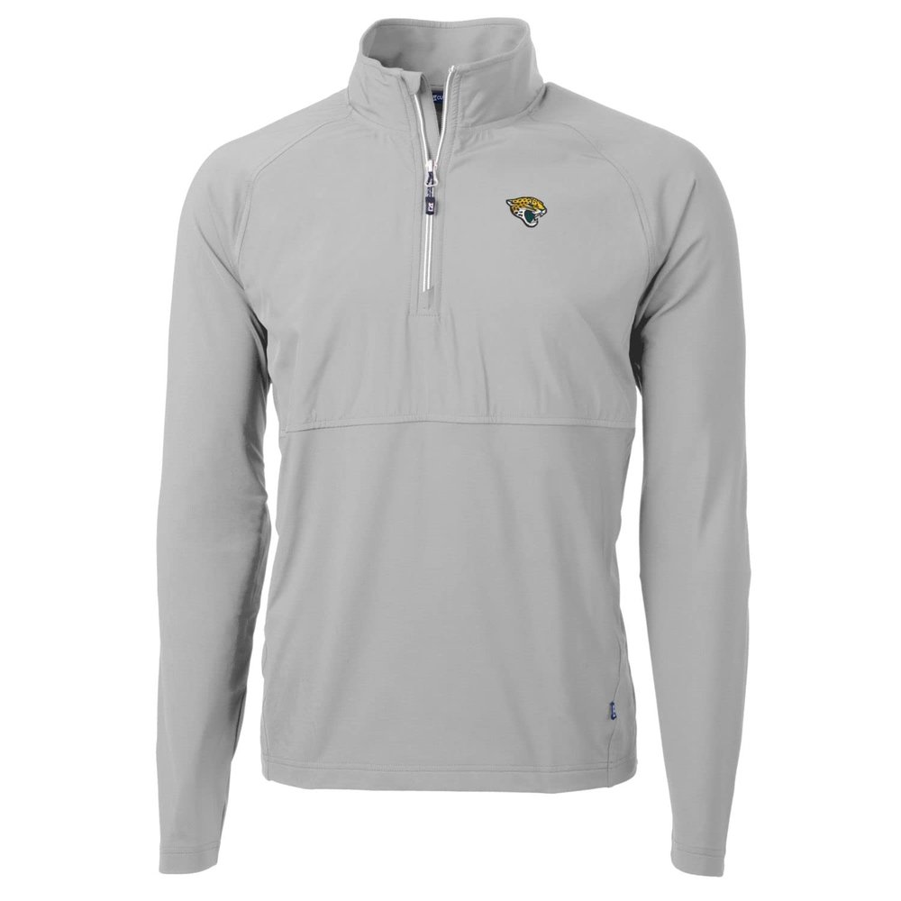 Cutter & Buck Men's Gray Jacksonville Jaguars Adapt Eco Knit Hybrid Recycled Quarter-Zip Raglan Jacket