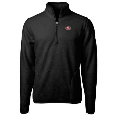 Cutter & Buck Men's Black San Francisco 49ers Cascade Eco Sherpa Fleece Quarter-Zip Pullover Jacket