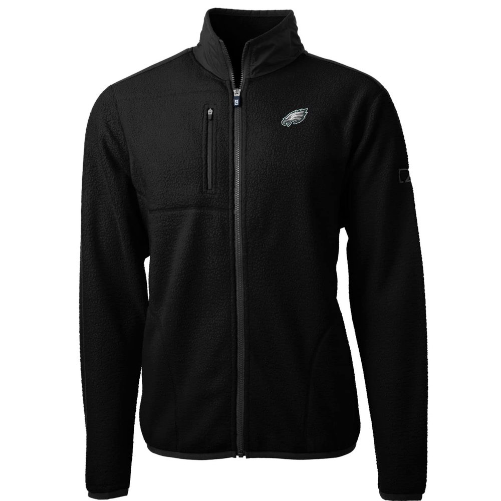Cutter & Buck Men's Black Philadelphia Eagles Cascade Eco Sherpa Fleece Full-Zip Jacket