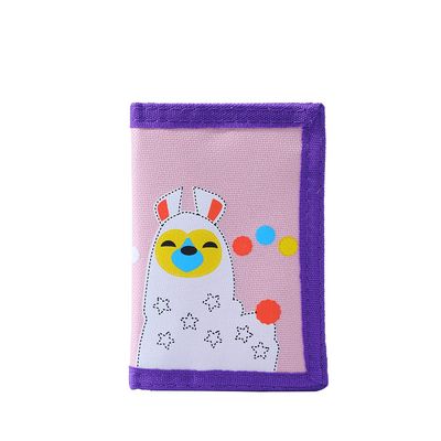 Leyeve wallet,Teen Wallet with Coin Pocket,Kids Wallets for Girls,RFID Trifold Canvas Outdoor lovely cartoon Wallet for Kids-Wallet with Magic Sticker - Alpaca