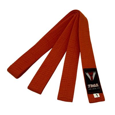 TMA Martial Arts Karate Taekwondo Solid Color 1.75'' Wide Double Wrap Student Rank Belt for Kids and Adult (Orange, 5)