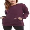 Danskin Women's Oversized Crewneck Pullover Sweatshirt with Pocket (X-Small, Italian Plum Heather) view 2