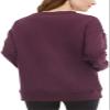 Danskin Women's Oversized Crewneck Pullover Sweatshirt with Pocket (X-Small, Italian Plum Heather) view 3