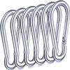 Branded Boards Black & Silver Zinc-Galvanized Heavy Duty Bushcraft Carabiner Spring Snap Clip Link Hooks 200-500lb Load 2, 6 & 12 Packs (Silver-8cm-6 Pack) view 1