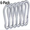 Branded Boards Black & Silver Zinc-Galvanized Heavy Duty Bushcraft Carabiner Spring Snap Clip Link Hooks 200-500lb Load 2, 6 & 12 Packs (Silver-8cm-6 Pack) view 2