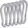 Branded Boards Heavy Duty Bushcraft Stainless Steel Carabiner Spring Snap Clip Link Hooks. 200-500lb Load. 2, 6 & 12 Packs (8cm-6-pack) view 1